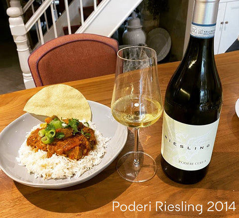 Beef curry and Poderi Colla Riesling 2014